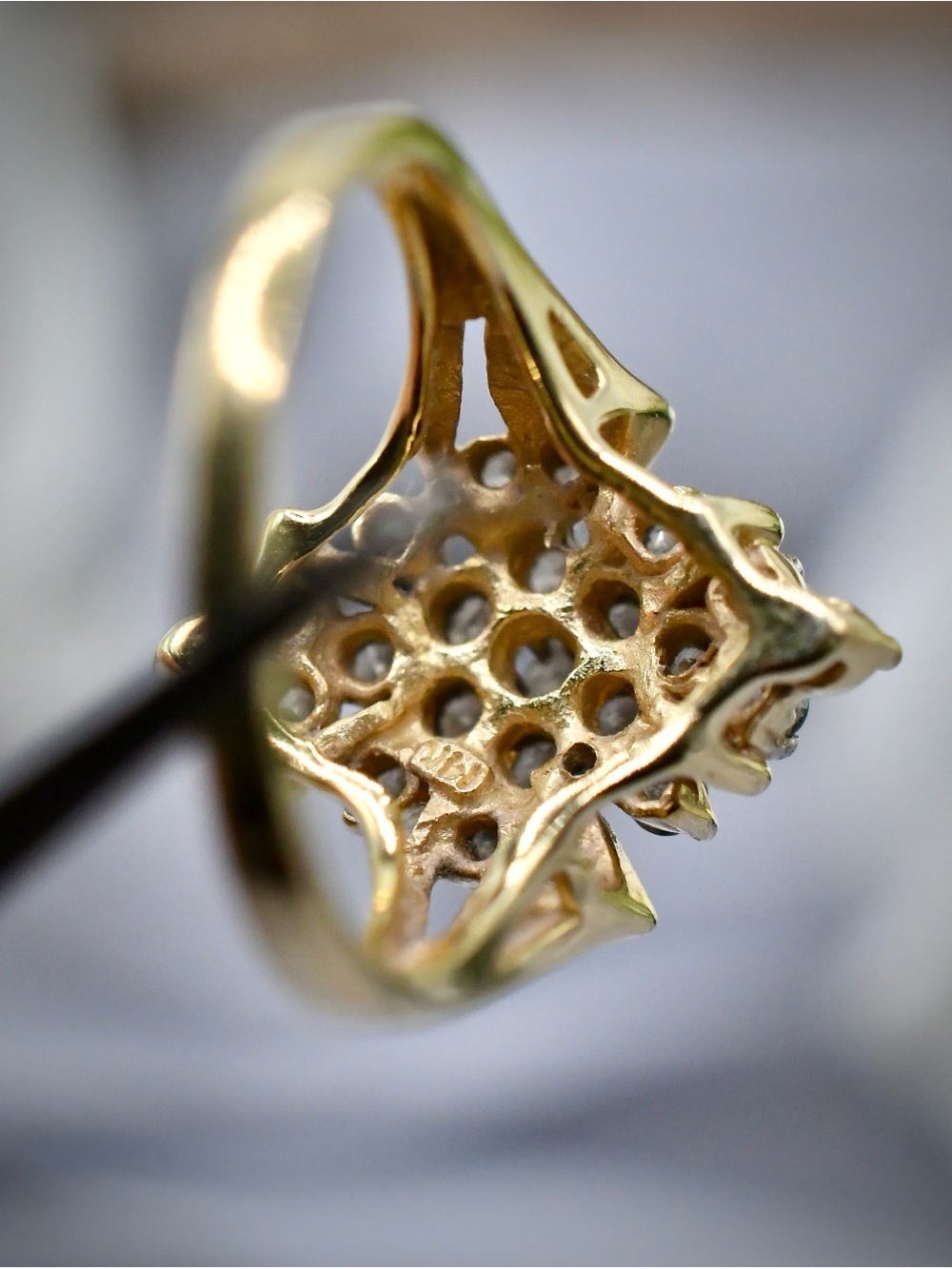 14K Yellow Gold Diamond Cluster Cocktail Ring 0.70ctw Estate Statement 3.86g 5.5 - Picture 11 of 13
